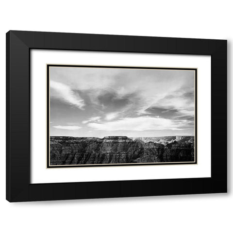 Canyon edge, low horizon, clouded sky, Grand Canyon National Park, Arizona, 1941 Black Modern Wood Framed Art Print with Double Matting by Adams, Ansel