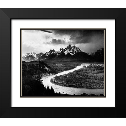 The Tetons - Snake River, Grand Teton National Park, Wyoming , 1941 Black Modern Wood Framed Art Print with Double Matting by Adams, Ansel
