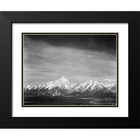 Tetons from Signal Mountain, Grand Teton National Park, Wyoming, 1941 Black Modern Wood Framed Art Print with Double Matting by Adams, Ansel