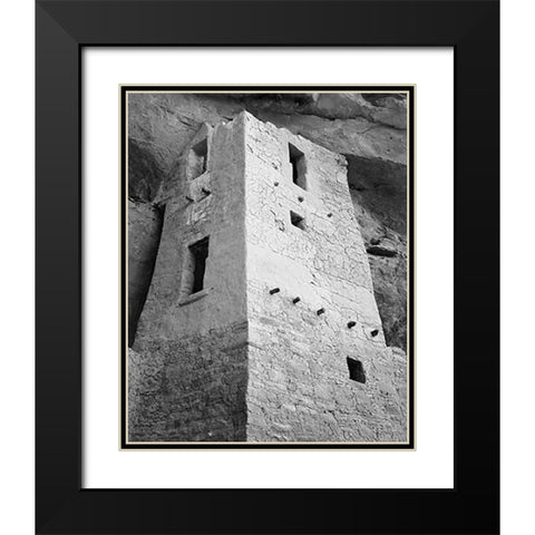 View of tower, taken from above, Cliff Palace, Mesa Verde National Park, Colorado, 1941 Black Modern Wood Framed Art Print with Double Matting by Adams, Ansel