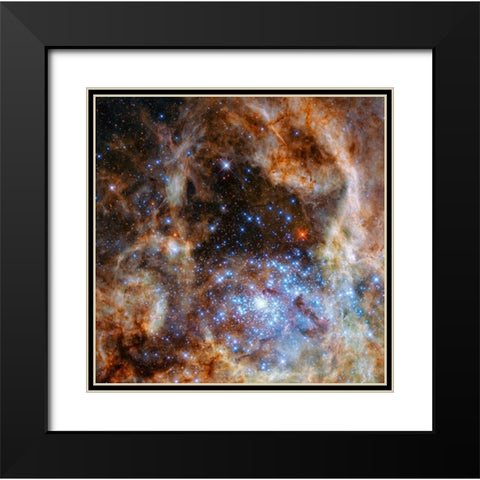 Star Cluster R136 Black Modern Wood Framed Art Print with Double Matting by NASA