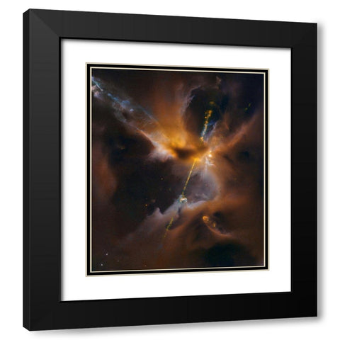 Herbig - Haro Jet HH 24 Black Modern Wood Framed Art Print with Double Matting by NASA