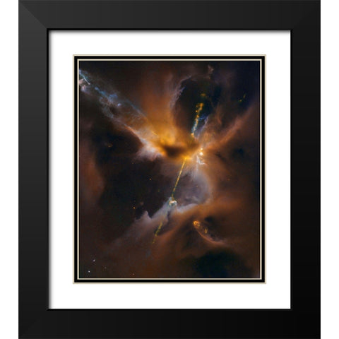 Herbig - Haro Jet HH 24 Black Modern Wood Framed Art Print with Double Matting by NASA