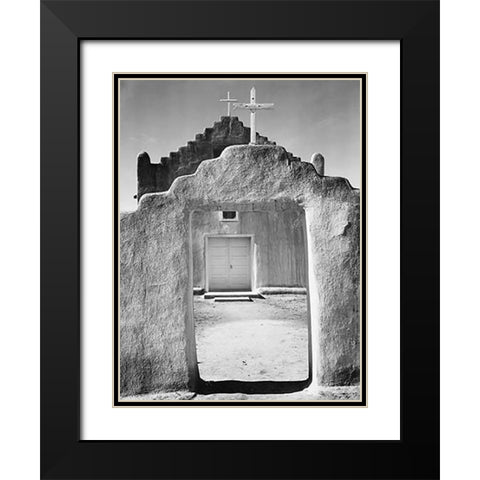 Front view of entrance, Church, Taos Pueblo National Historic Landmark, New Mexico, 1942 Black Modern Wood Framed Art Print with Double Matting by Adams, Ansel