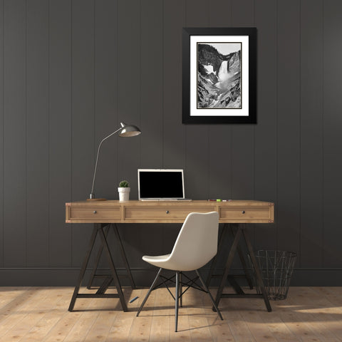 Yellowstone Falls, Yellowstone National Park, Wyoming. ca. 1941-1942 Black Modern Wood Framed Art Print with Double Matting by Adams, Ansel