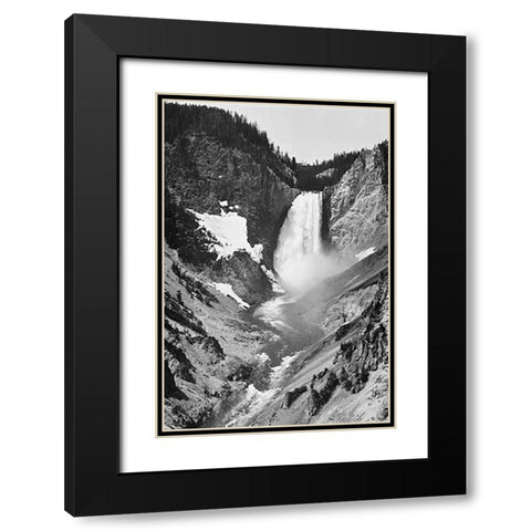 Yellowstone Falls, Yellowstone National Park, Wyoming. ca. 1941-1942 Black Modern Wood Framed Art Print with Double Matting by Adams, Ansel