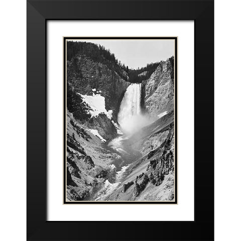 Yellowstone Falls, Yellowstone National Park, Wyoming. ca. 1941-1942 Black Modern Wood Framed Art Print with Double Matting by Adams, Ansel