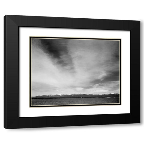 Wider strip of mountains, Yellowstone Lake, Yellowstone National Park, Wyoming, ca. 1941-1942 Black Modern Wood Framed Art Print with Double Matting by Adams, Ansel