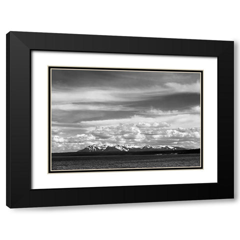 Yellowstone Lake, Mt. Sheridan, Yellowstone National Park, Wyoming, ca. 1941-1942 Black Modern Wood Framed Art Print with Double Matting by Adams, Ansel