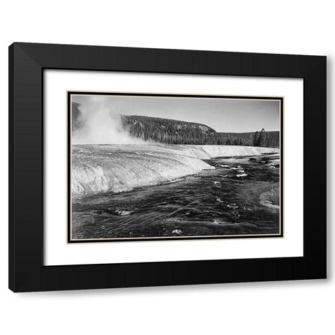 River in foreground, trees behind, Firehold River, Yellowstone National Park, Wyoming, ca. 1941-1942 Black Modern Wood Framed Art Print with Double Matting by Adams, Ansel