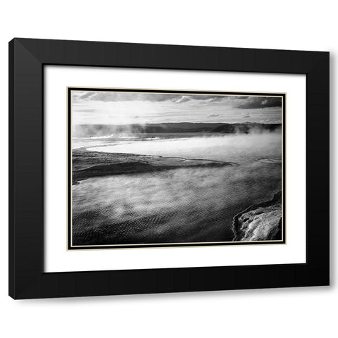 Steaming pool in foreground, high horizon, Fountain Geyser Pool, Yellowstone National Park, Wyoming, Black Modern Wood Framed Art Print with Double Matting by Adams, Ansel