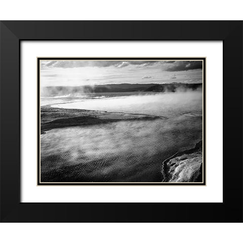 Steaming pool in foreground, high horizon, Fountain Geyser Pool, Yellowstone National Park, Wyoming, Black Modern Wood Framed Art Print with Double Matting by Adams, Ansel