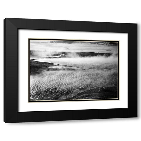 Surface of water presents a different texture in Fountain Geyser Pool, Yellowstone National Park, Wy Black Modern Wood Framed Art Print with Double Matting by Adams, Ansel