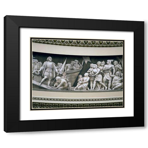 Landing of Columbus frieze in U.S. Capitol dome, Washington, D.C. Black Modern Wood Framed Art Print with Double Matting by Highsmith, Carol