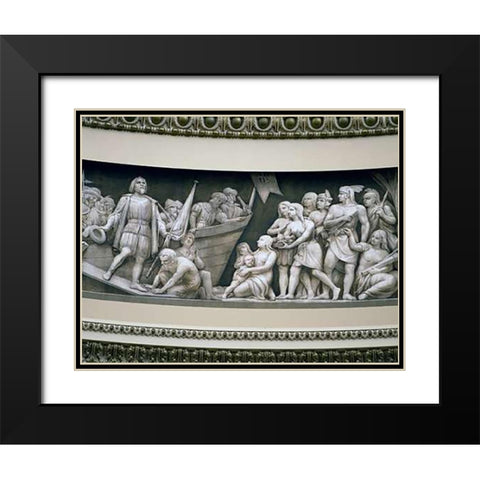Landing of Columbus frieze in U.S. Capitol dome, Washington, D.C. Black Modern Wood Framed Art Print with Double Matting by Highsmith, Carol