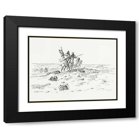 The Indian of the Plains as he was, 1899 Black Modern Wood Framed Art Print with Double Matting by Russell, Charles