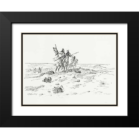 The Indian of the Plains as he was, 1899 Black Modern Wood Framed Art Print with Double Matting by Russell, Charles