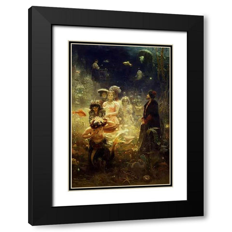 Sadko - Undersea Black Modern Wood Framed Art Print with Double Matting by Repin, Ilya