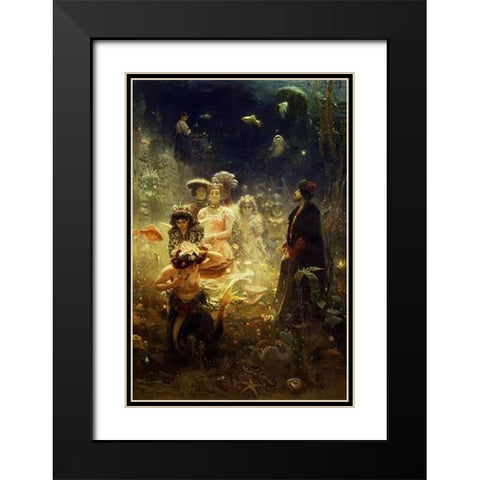 Sadko - Undersea Black Modern Wood Framed Art Print with Double Matting by Repin, Ilya
