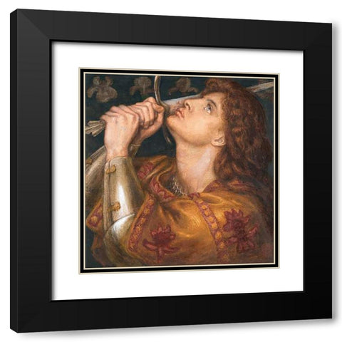 Joan of Arc, 1864 Black Modern Wood Framed Art Print with Double Matting by Rossetti, Dante Gabriel