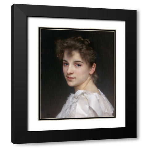 Gabrielle Black Modern Wood Framed Art Print with Double Matting by Bouguereau, William-Adolphe