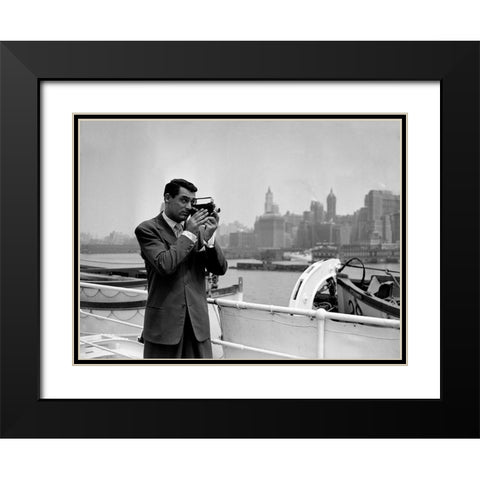 Cary Grant Black Modern Wood Framed Art Print with Double Matting by Hollywood Photo Archive