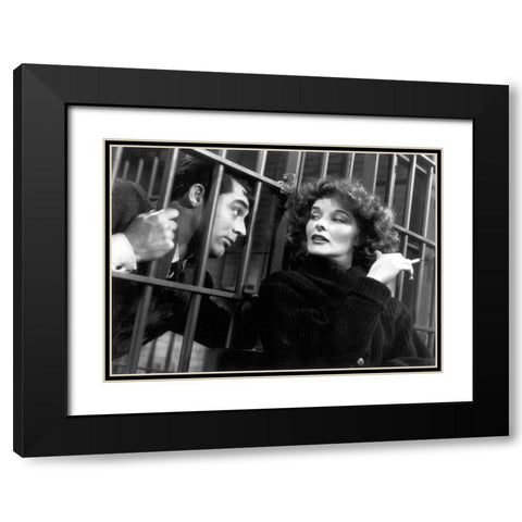 Cary Grant with Katherine Hepburn - Bringing Up Baby Black Modern Wood Framed Art Print with Double Matting by Hollywood Photo Archive