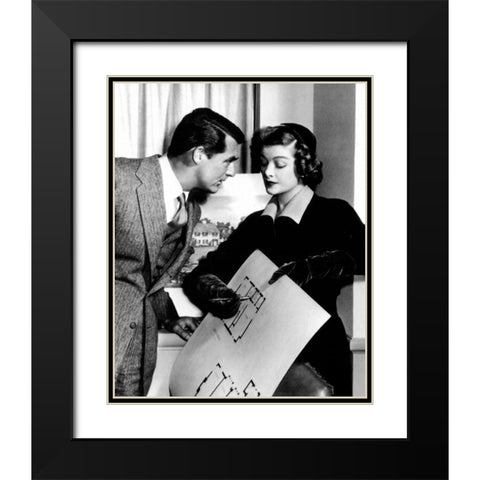 Cary Grant with Myrna Loy - Mr. Blandings Builds His Dream House Black Modern Wood Framed Art Print with Double Matting by Hollywood Photo Archive