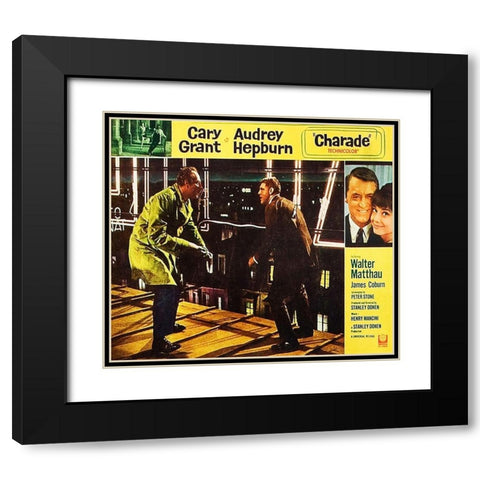 Cary Grant - Charade - Lobby Card Black Modern Wood Framed Art Print with Double Matting by Hollywood Photo Archive