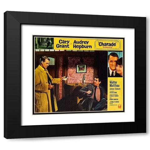 Cary Grant - Charade - Lobby Card Black Modern Wood Framed Art Print with Double Matting by Hollywood Photo Archive