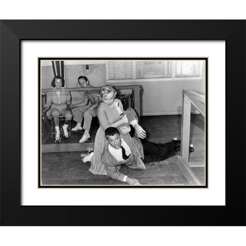 Cary Grant with Marilyn Monroe - Monkey Business Black Modern Wood Framed Art Print with Double Matting by Hollywood Photo Archive