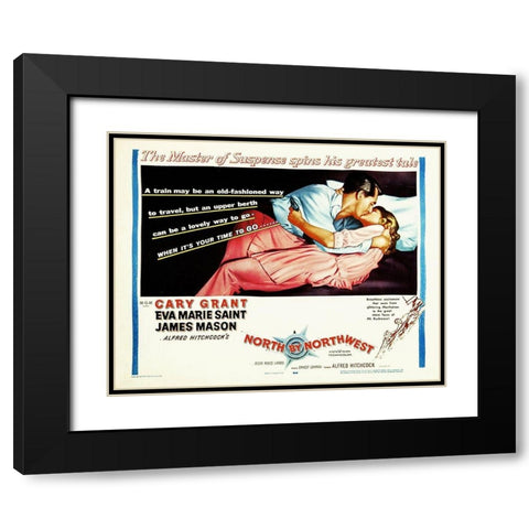 North by Northwest - Lobby Card Black Modern Wood Framed Art Print with Double Matting by Hollywood Photo Archive