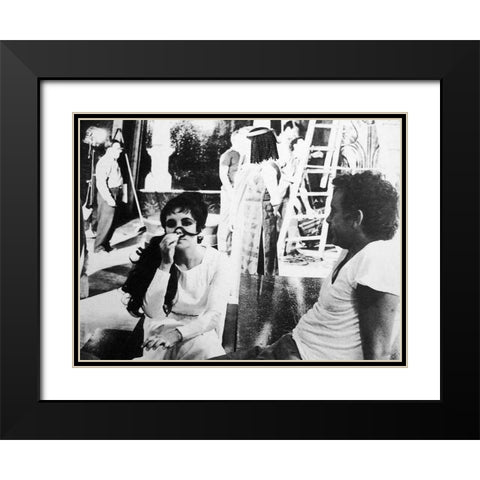 Elizabeth Taylor behind the scenes Cleopatra Black Modern Wood Framed Art Print with Double Matting by Hollywood Photo Archive