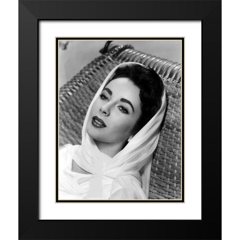 Elizabeth Taylor Black Modern Wood Framed Art Print with Double Matting by Hollywood Photo Archive