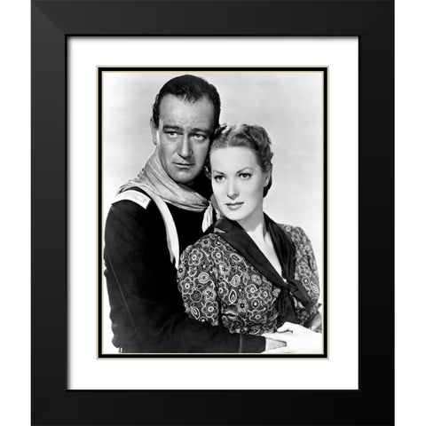 John Wayne Black Modern Wood Framed Art Print with Double Matting by Hollywood Photo Archive