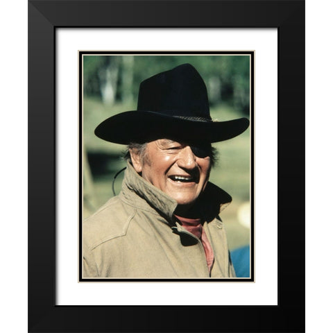 True Grit - John Wayne Black Modern Wood Framed Art Print with Double Matting by Hollywood Photo Archive