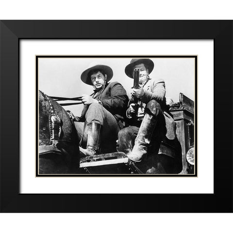 Stagecoach - John Wayne Black Modern Wood Framed Art Print with Double Matting by Hollywood Photo Archive