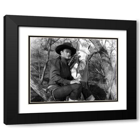 The Desert Trail - John Wayne Black Modern Wood Framed Art Print with Double Matting by Hollywood Photo Archive