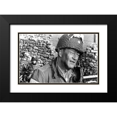 The Longest Day - John Wayne Black Modern Wood Framed Art Print with Double Matting by Hollywood Photo Archive
