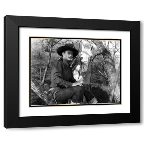 The Desert Trail - John Wayne Black Modern Wood Framed Art Print with Double Matting by Hollywood Photo Archive