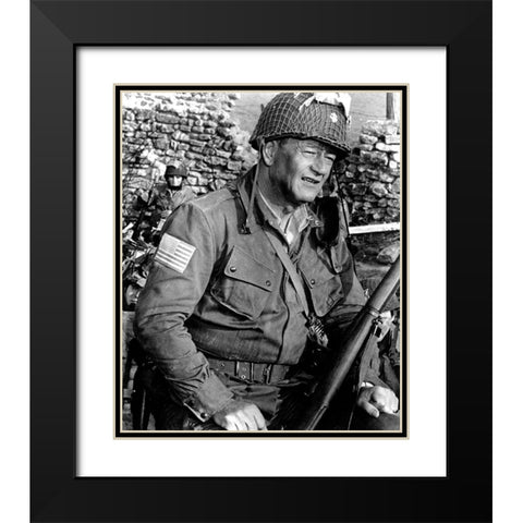 The Longest Day - John Wayne Black Modern Wood Framed Art Print with Double Matting by Hollywood Photo Archive
