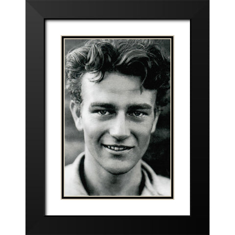 Young John Wayne Black Modern Wood Framed Art Print with Double Matting by Hollywood Photo Archive