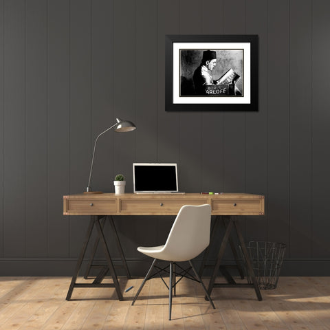 Boris Karloff - Reading a Script Black Modern Wood Framed Art Print with Double Matting by Hollywood Photo Archive