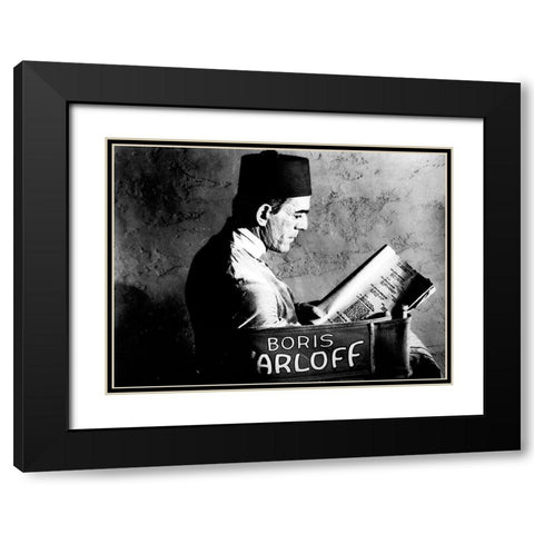 Boris Karloff - Reading a Script Black Modern Wood Framed Art Print with Double Matting by Hollywood Photo Archive