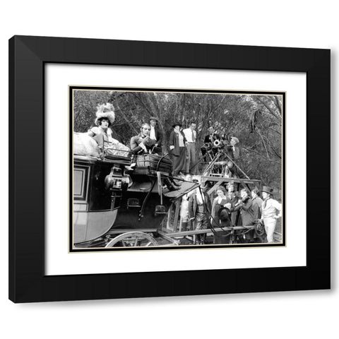 Rudolph Valentino behind the scenes in Beyond the Rocks Black Modern Wood Framed Art Print with Double Matting by Hollywood Photo Archive