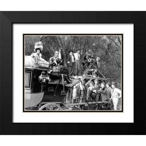 Rudolph Valentino behind the scenes in Beyond the Rocks Black Modern Wood Framed Art Print with Double Matting by Hollywood Photo Archive