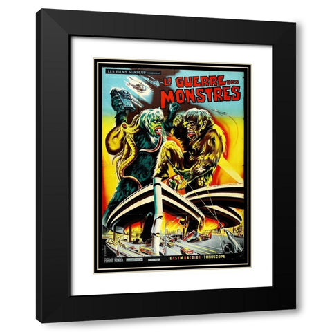 French - Battle of the Monsters Black Modern Wood Framed Art Print with Double Matting by Hollywood Photo Archive