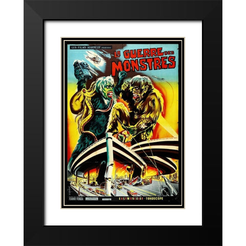 French - Battle of the Monsters Black Modern Wood Framed Art Print with Double Matting by Hollywood Photo Archive
