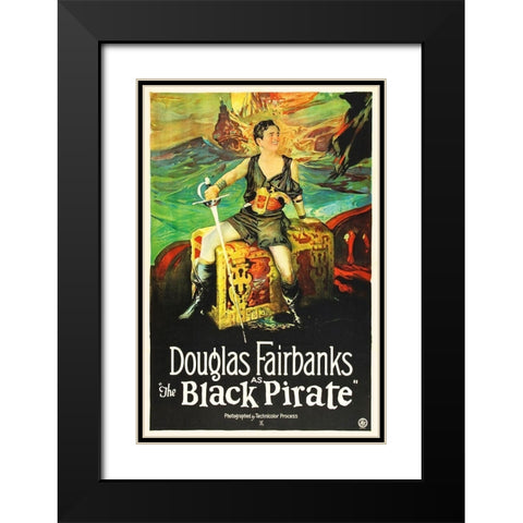 The Black Pirate - Douglas Fairbanks Black Modern Wood Framed Art Print with Double Matting by Hollywood Photo Archive