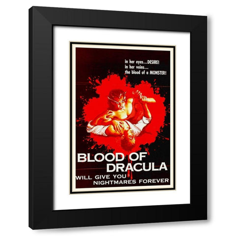 Blood of Dracula - One Sheet Black Modern Wood Framed Art Print with Double Matting by Hollywood Photo Archive